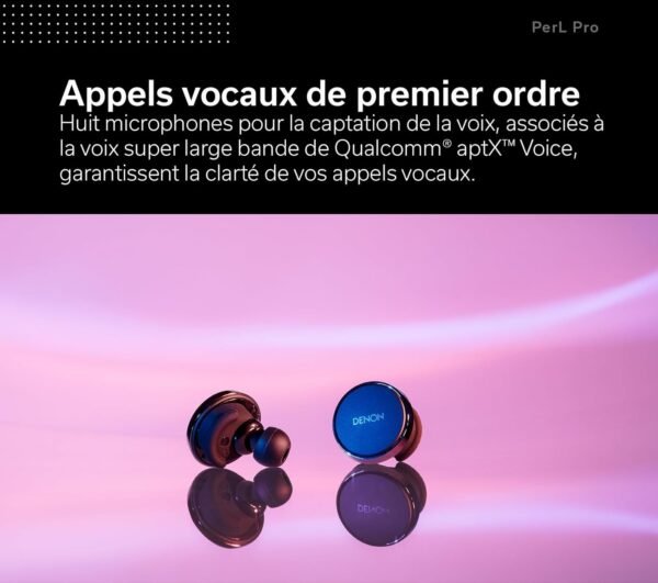 Denon PerL Pro Écouteurs sans fil de qualité supérieure, profil sonore personnalisé alimenté par la technologie acoustique adaptative Masimo, audio sans perte, suppression du bruit, résistant à l'eau – Image 3